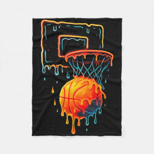 Colourful Basketball Dripping Colour Splash Hoop N Fleece Blanket