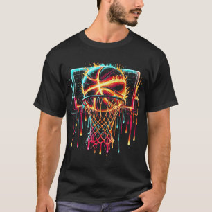 Colourful Basketball Dripping Colour Splash Hoop N T-Shirt