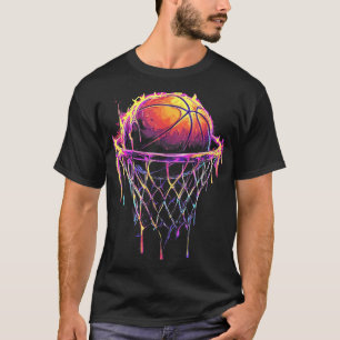 Colourful Basketball Dripping Colour Splash Hoop N T-Shirt