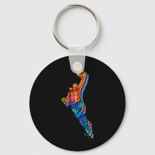 Colourful Basketball Dunk Abstract Sports Art Tank Key Ring