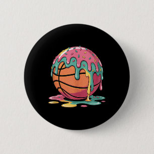 Colourful Basketball Ice Cream Drip Melting Ice Cr 6 Cm Round Badge