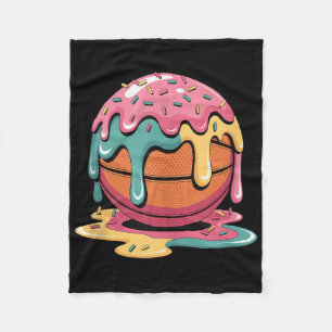 Colourful Basketball Ice Cream Drip Melting Ice Cr Fleece Blanket