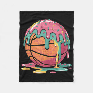 Colourful Basketball Ice Cream Drip Melting Ice Cr Fleece Blanket