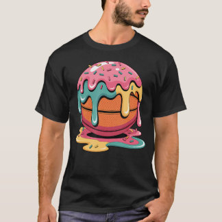 Colourful Basketball Ice Cream Drip Melting Ice T-Shirt