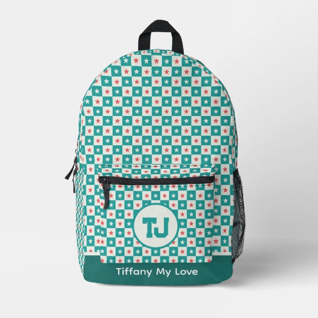 Colourful Basketball Monogrammed Patterned Backpac Printed Backpack (Front)