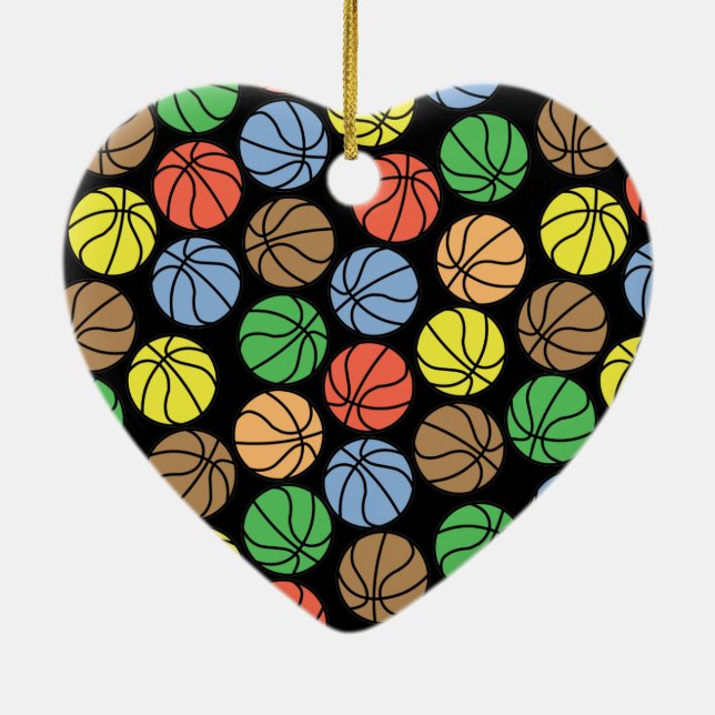 Colourful Basketball Pattern Ceramic Ornament (Back)