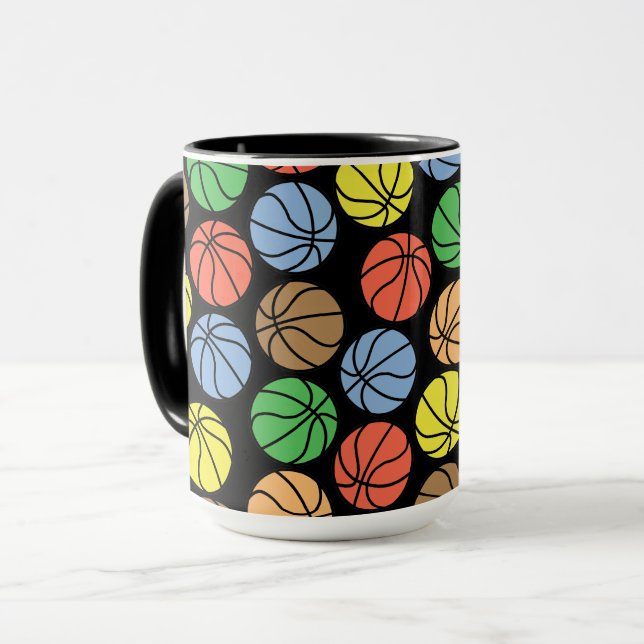 Colourful Basketball Pattern Mug (Front Left)