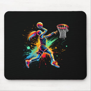 Colourful Basketball Player Girls Mouse Pad