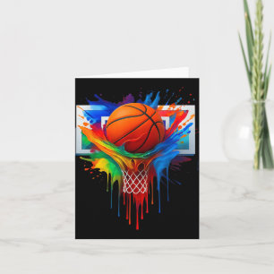 Colourful Basketball Rainbow Colour Splash Hoop Ne Card