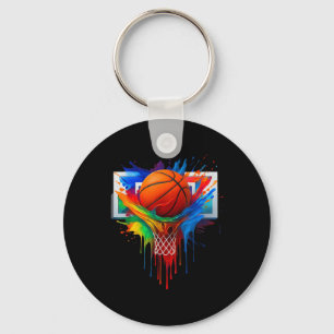 Colourful Basketball Rainbow Colour Splash Hoop Ne Key Ring