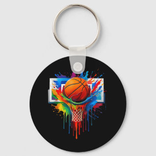 Colourful Basketball Rainbow Colour Splash Hoop Ne Key Ring