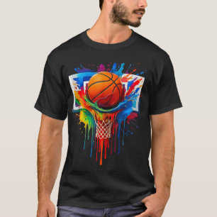 Colourful Basketball Rainbow Colour Splash Hoop Ne T-Shirt