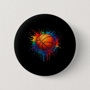 Colourful Basketball Splash Art Sports Fan Tee 6 Cm Round Badge