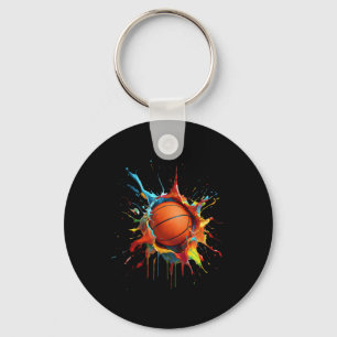 Colourful Basketball Splash Slam Dunk Basketball S Key Ring