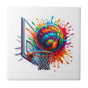 Colourful Basketball Tie Dye Colour Basketball Hoo Ceramic Tile
