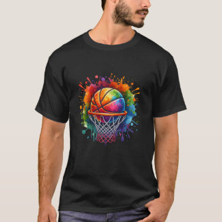 Colourful Basketball Tie Dye Colour Hoop Net Slam  T-Shirt