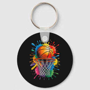 Colourful Basketball Tie Dye Colour Splaank Top Key Ring