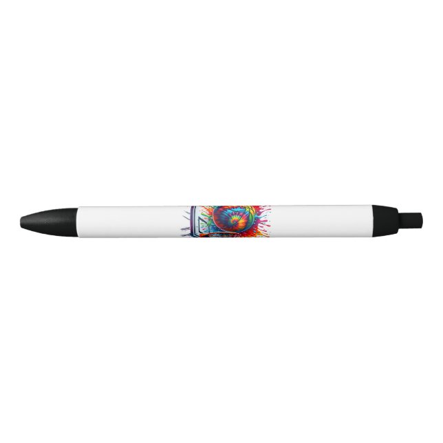 Colourful Basketball Tie Dye Colour Splash Basketb Black Ink Pen (Front)