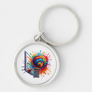 Colourful Basketball Tie Dye Colour Splash Basketb Key Ring