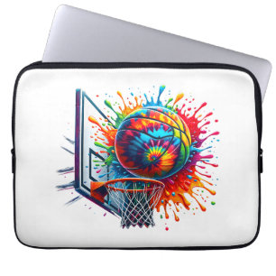 Colourful Basketball Tie Dye Colour Splash Basketb Laptop Sleeve