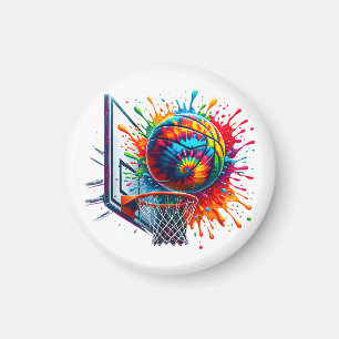 Colourful Basketball Tie Dye Colour Splash Basketb Magnet