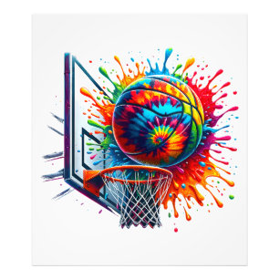 Colourful Basketball Tie Dye Colour Splash Basketb Photo Print