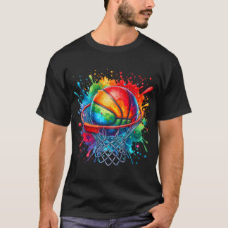 Colourful Basketball Tie Dye Colour Splash Basketb T-Shirt