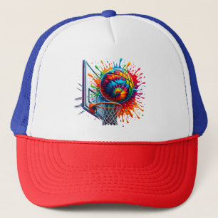 Colourful Basketball Tie Dye Colour Splash Basketb Trucker Hat