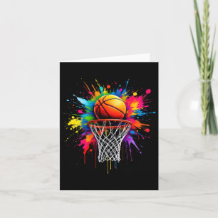 Colourful Basketball Tie Dye Colour Splash Hoop  Card
