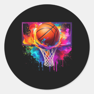 Colourful Basketball Tie Dye Colour Splash Hoop Ne Classic Round Sticker