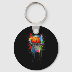 Colourful Basketball Tie Dye Colour Splash Hoop Ne Key Ring