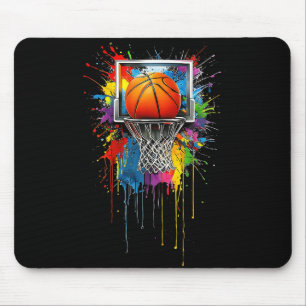 Colourful Basketball Tie Dye Colour Splash Hoop Ne Mouse Pad