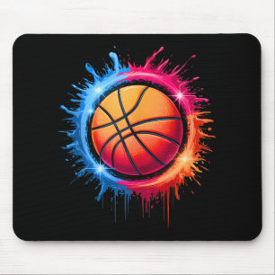 Colourful Basketball Tie Dye Colour Splash Hoop Ne Mouse Pad