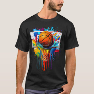Colourful Basketball Tie Dye Colour Splash Hoop Ne T-Shirt