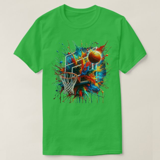 Colourful Basketball Tie Dye Colour Splash Hoop Ne T-Shirt (Design Front)