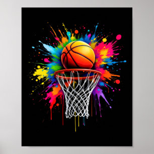 Colourful Basketball Tie Dye Colour Splash Hoop Poster