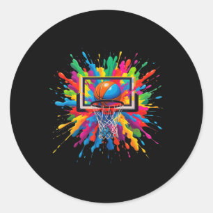 Colourful Basketball Tie Dye Hoop Net Slam Dunk Sp Classic Round Sticker