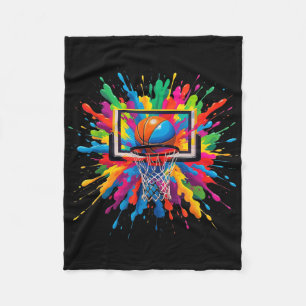 Colourful Basketball Tie Dye Hoop Net Slam Dunk Sp Fleece Blanket