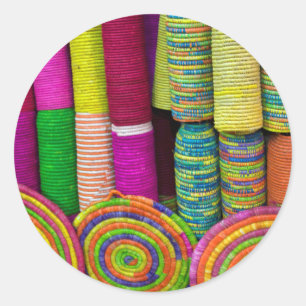 Colourful Baskets At Market Classic Round Sticker