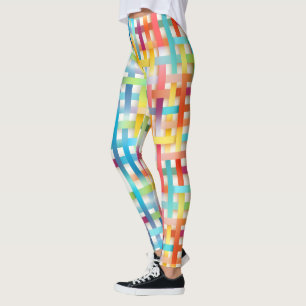 Colourful Basketweave Pattern Leggings