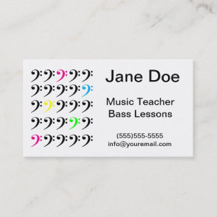 Colourful Bass Clef Personalise Business Card