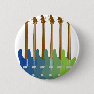 Colourful Bass Guitars 6 Cm Round Badge
