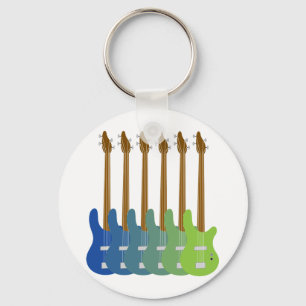 Colourful Bass Guitars Key Ring