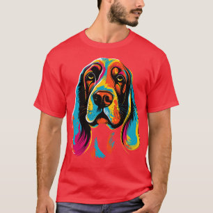 Colourful Basset Hound Art Dog Face Cute Puppy T-Shirt