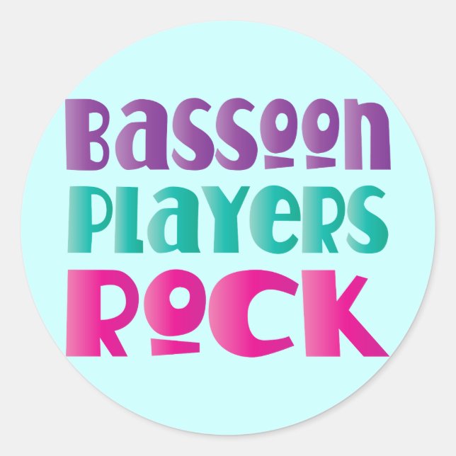 Colourful Bassoon Players Rock Music Gift Classic Round Sticker (Front)