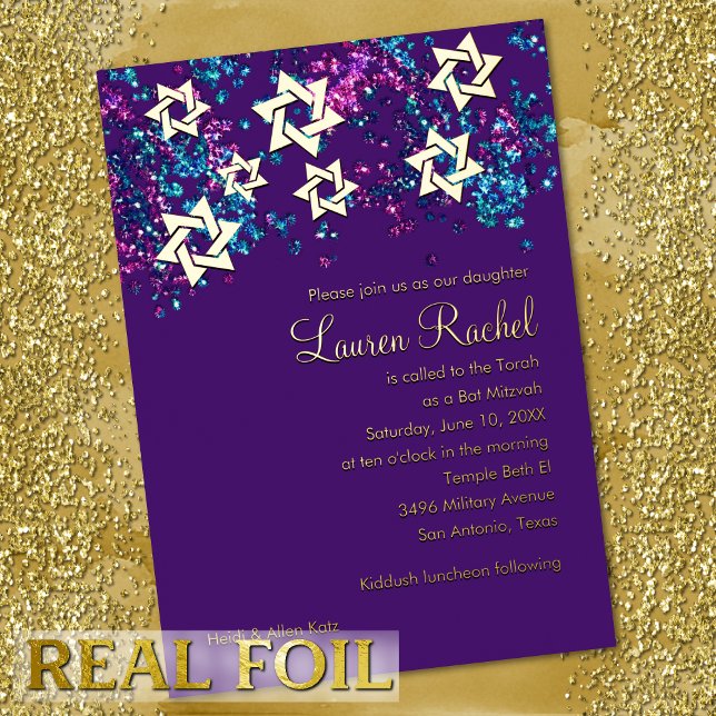 Colourful Bat Mitzvah Gold Star Glittery Confetti (Creator Uploaded)
