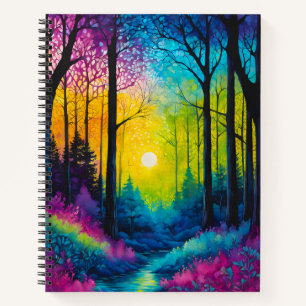 Colourful Batik Forest Art Spiral Notebook