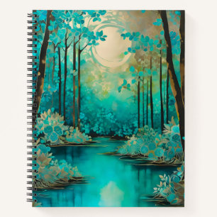 Colourful Batik Forest Art Spiral Notebook