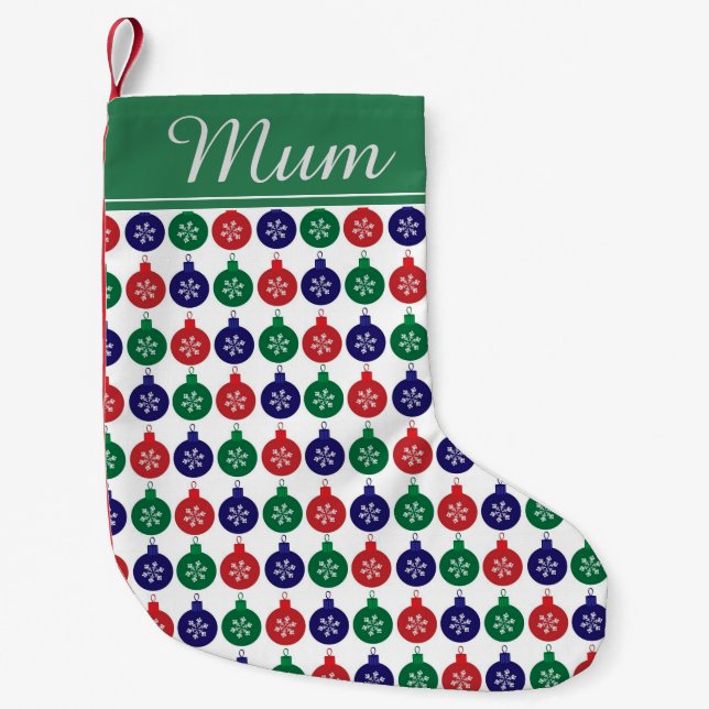 Colourful Bauble Pattern Christmas Small Christmas Stocking (Front)