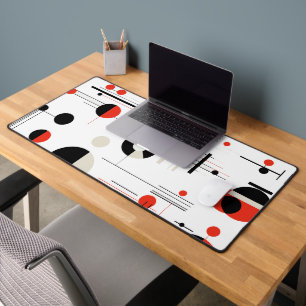 Colourful Bauhaus geometric shapes modern pattern Desk Mat